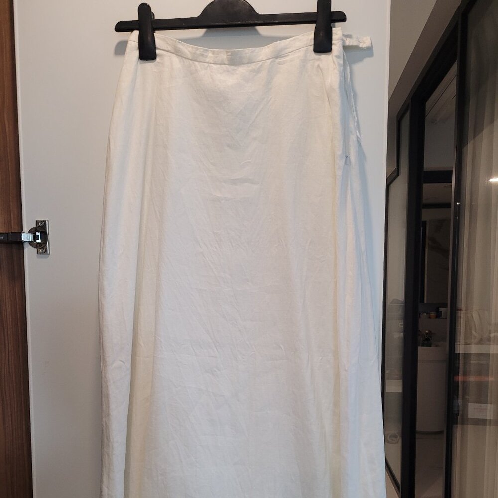 100% Linen White Maxi Skirt VINTAGE